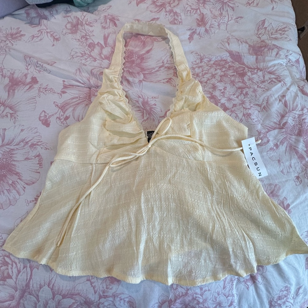 PacSun Yellow Halter Crop Top